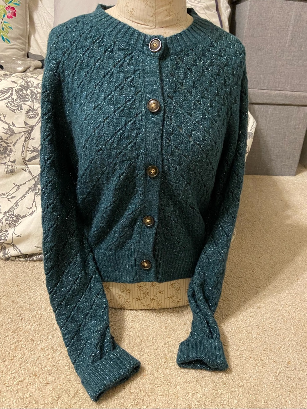 BNWT LOFT teal shimmer cardigan